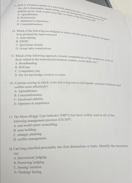 13. Ruth is a business analyst in successful