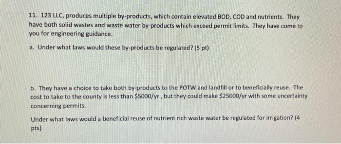 11. 123 LLC, produces multiple by-products, which
