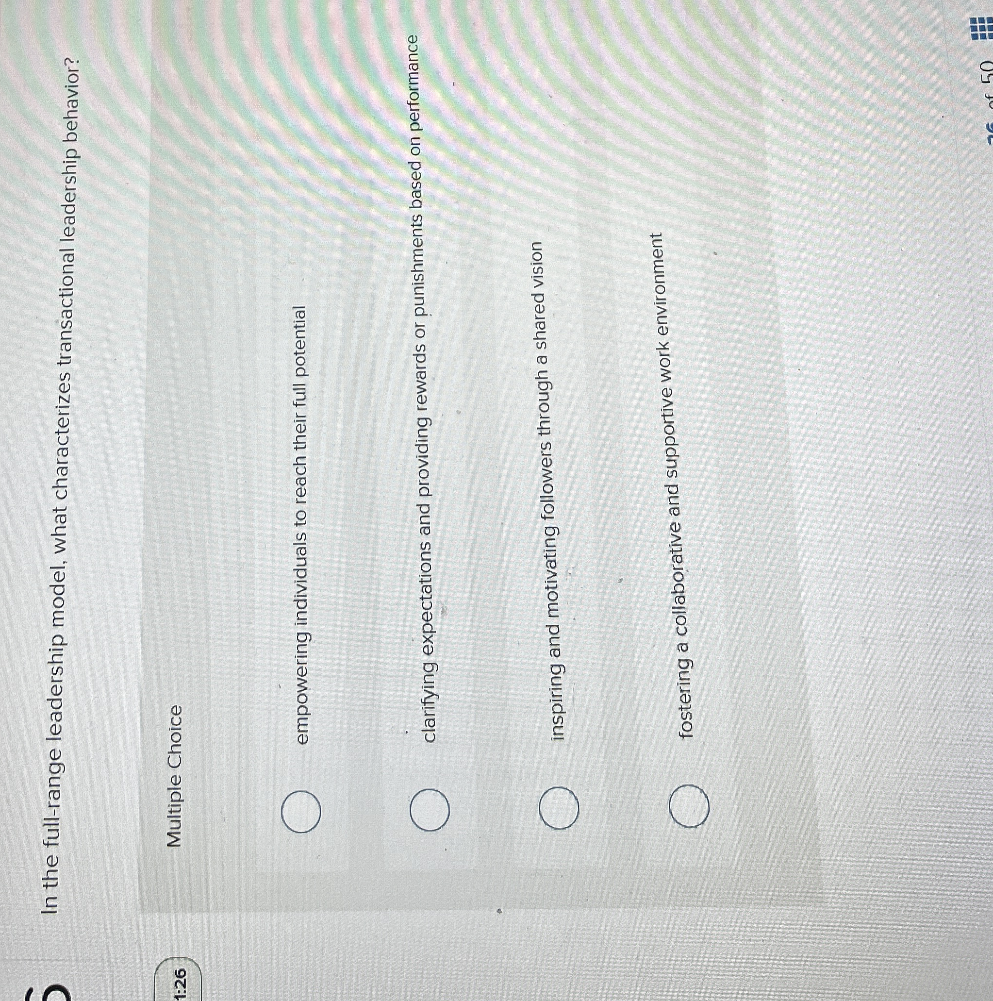 In the full - range leadership model, what