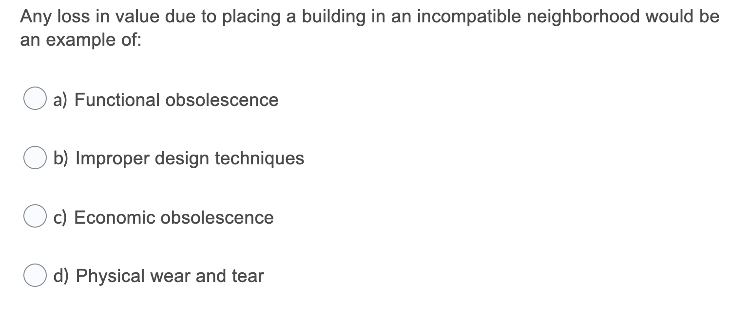 Any loss in value due to placing a building in an