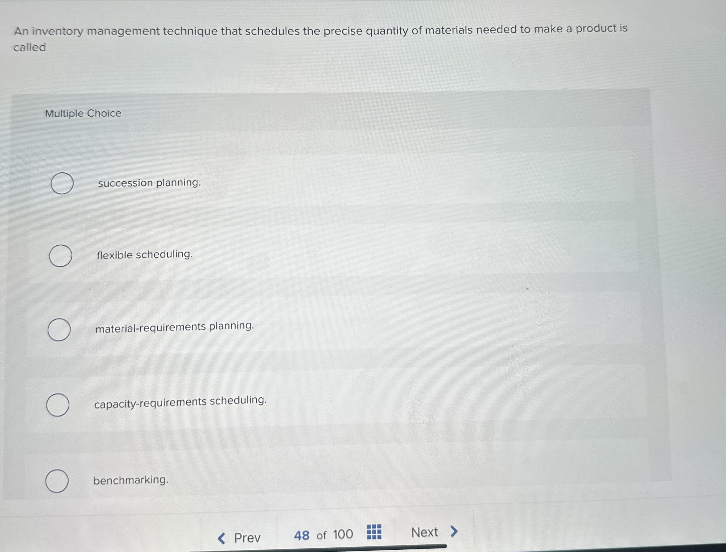 An inventory management technique that schedules