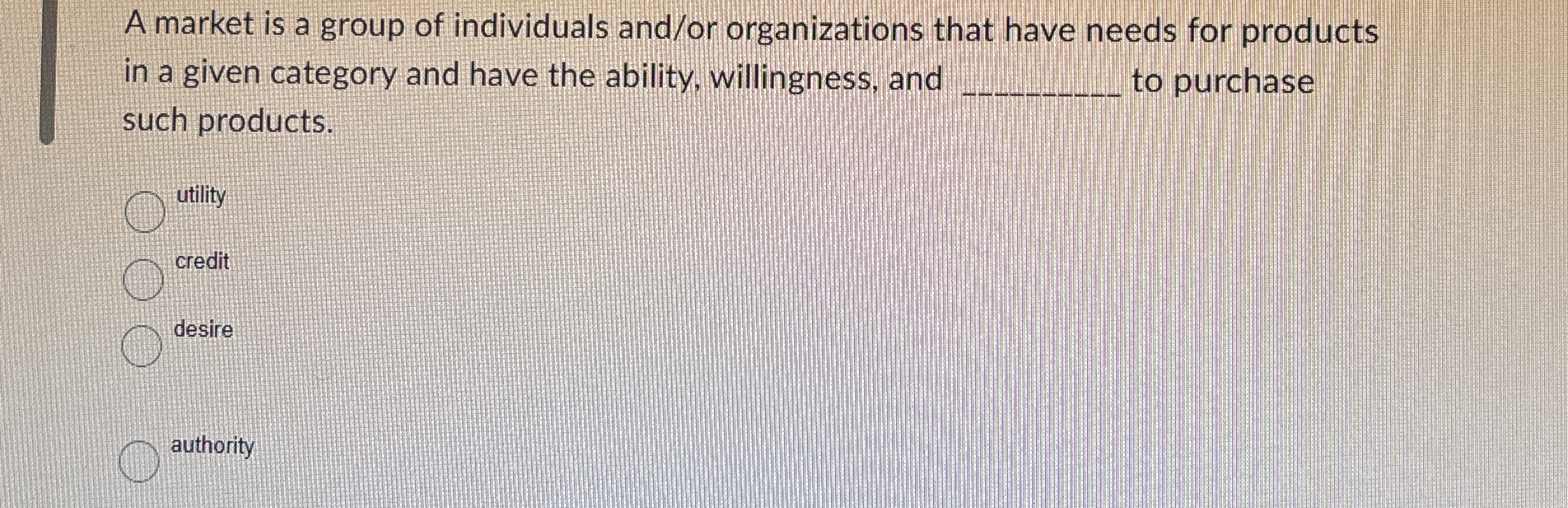 A market is a group of individuals and / or