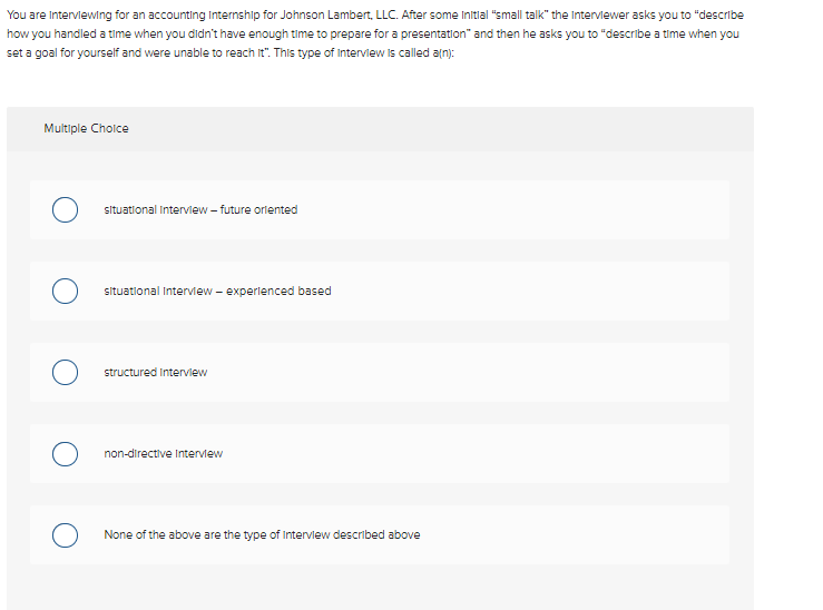 You are interviewing for an accounting Internship