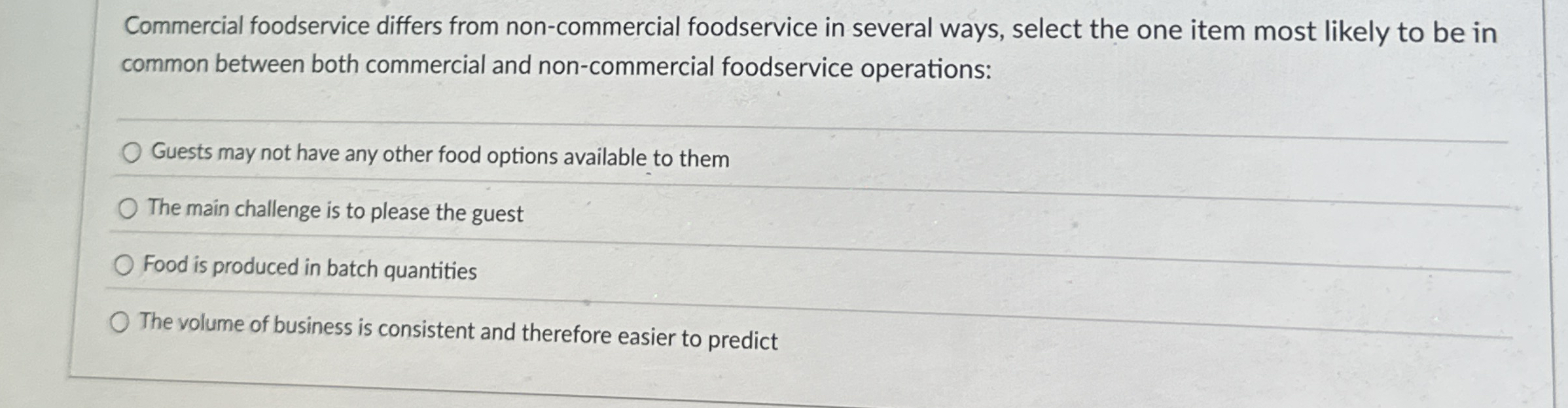 Commercial foodservice differs from non -