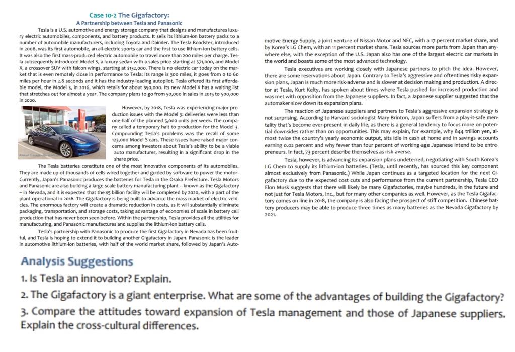 Case 10-2 The Gigafactory: A Partnership between
