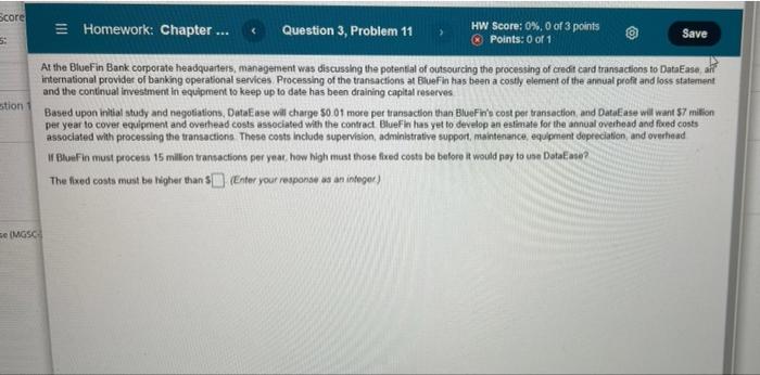 Score = Homework: Chapter ... Question 3, Problem