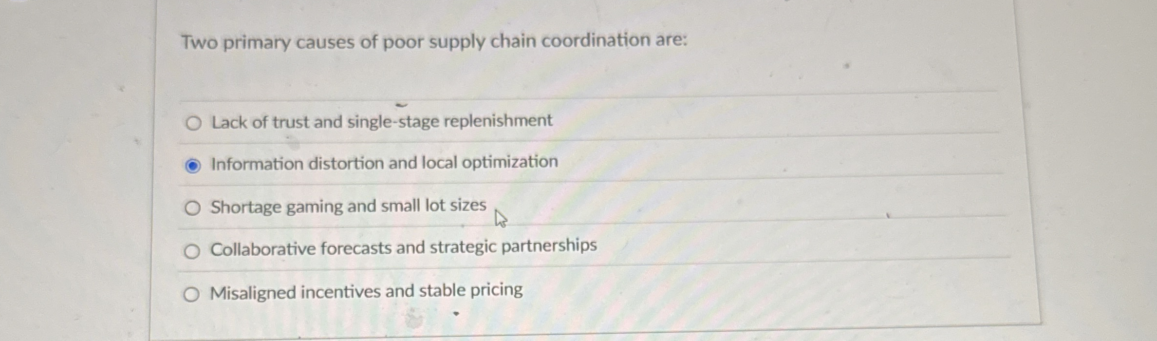 Two primary causes of poor supply chain