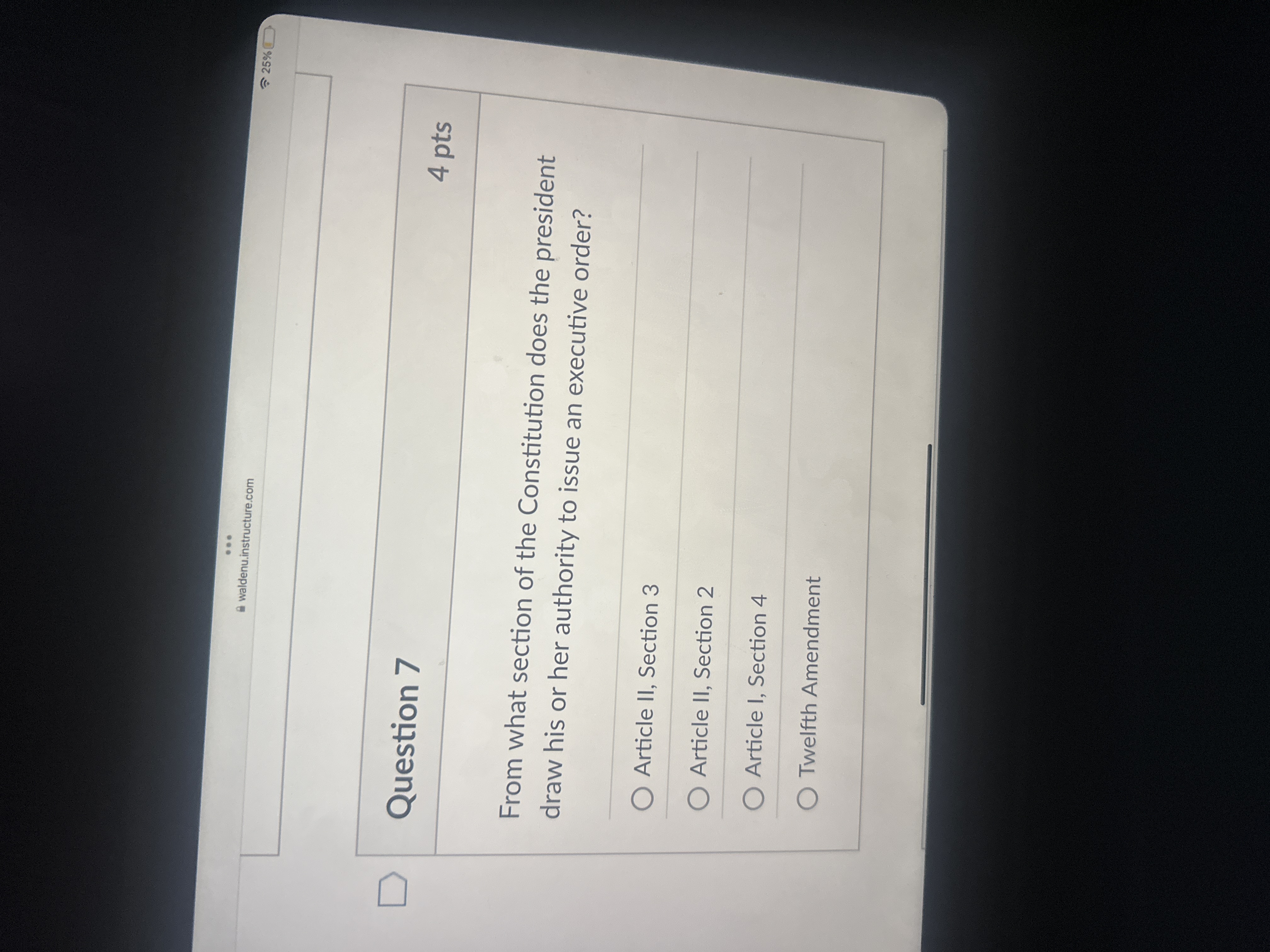 Question 7 From what section of the Constitution