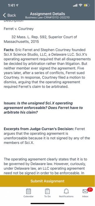 1:41 Il < Back Assignment Details Business