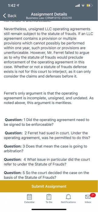 1:41 Il < Back Assignment Details Business