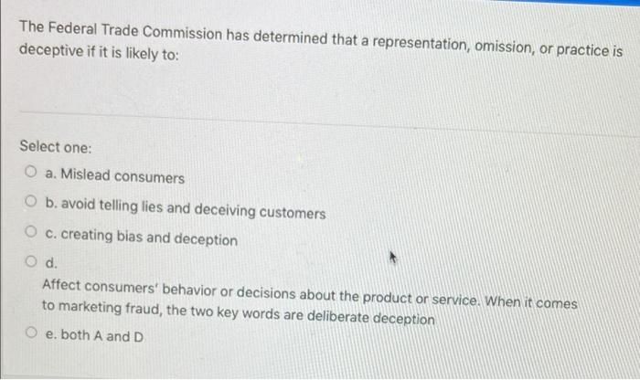 The Federal Trade Commission has determined that