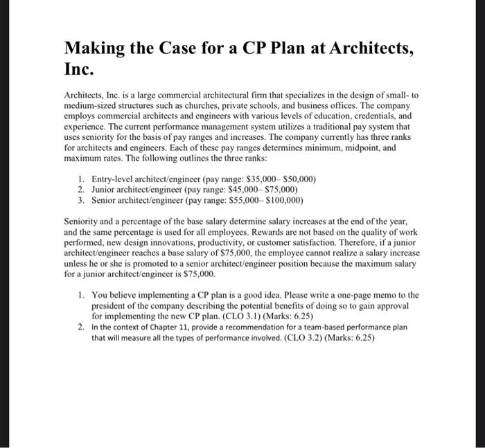 Making the Case for a CP Plan at Architects, Inc.