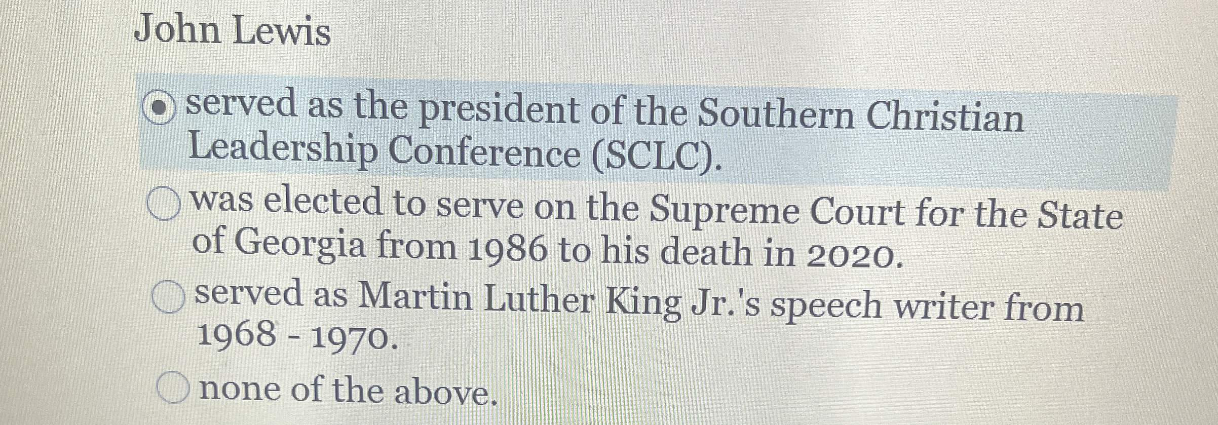 John Lewis served as the president of the