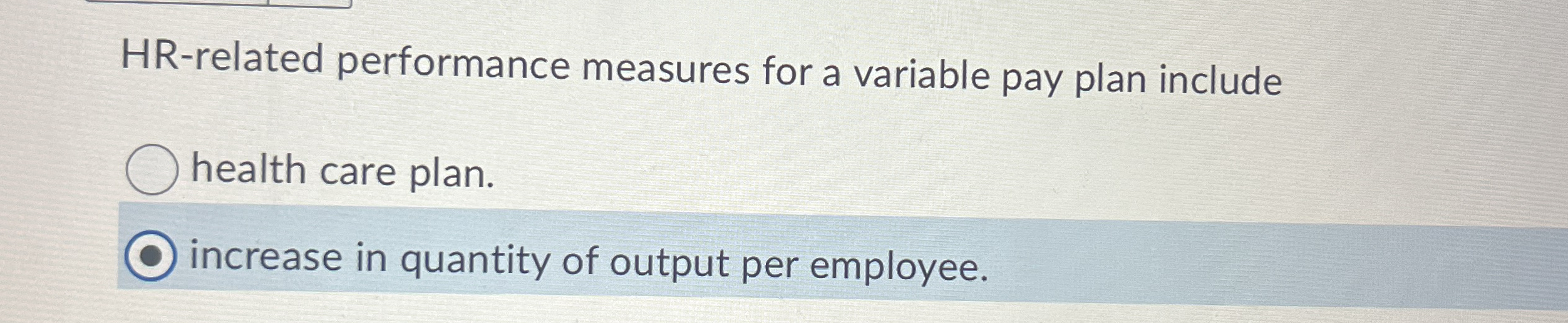 HR - related performance measures for a variable