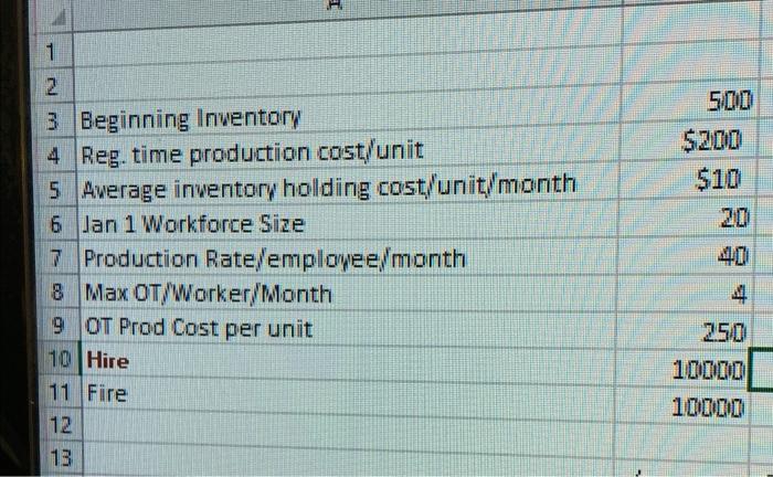 modify the attached aggregate production plan by