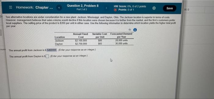 3 Homework: Chapter ... Question 2. Problem 8