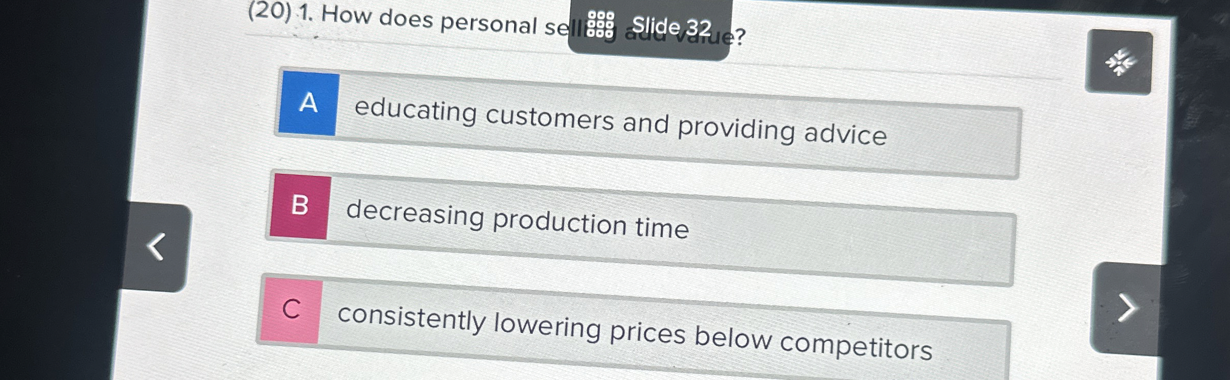 ( 2 0 ) 1 . How does personal sell Slide, 3 2 ? q