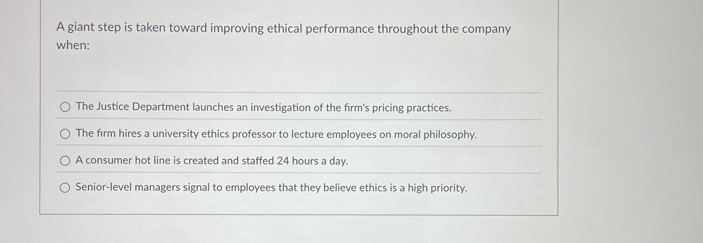 A giant step is taken toward improving ethical