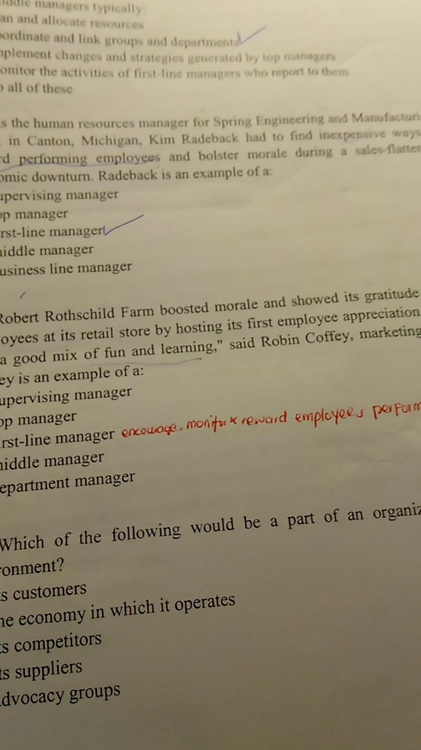 Middle managers typically managers typically an