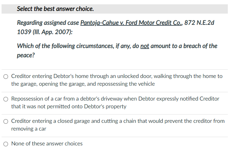 Select the best answer choice. Regarding assigned