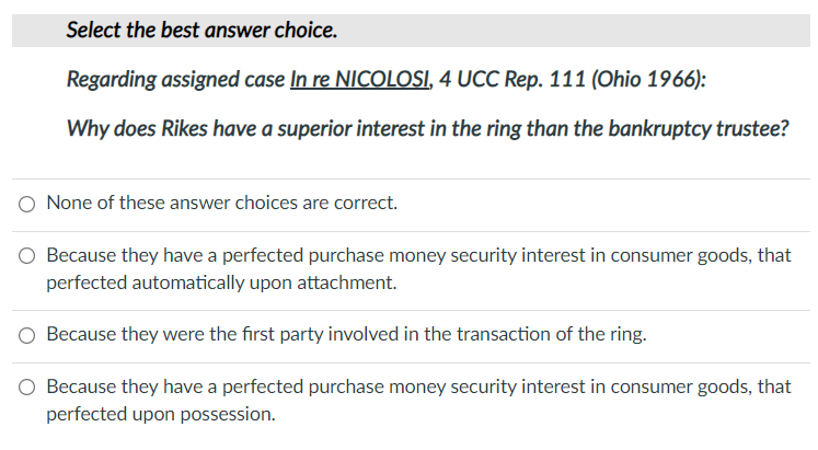 Select the best answer choice. Regarding assigned