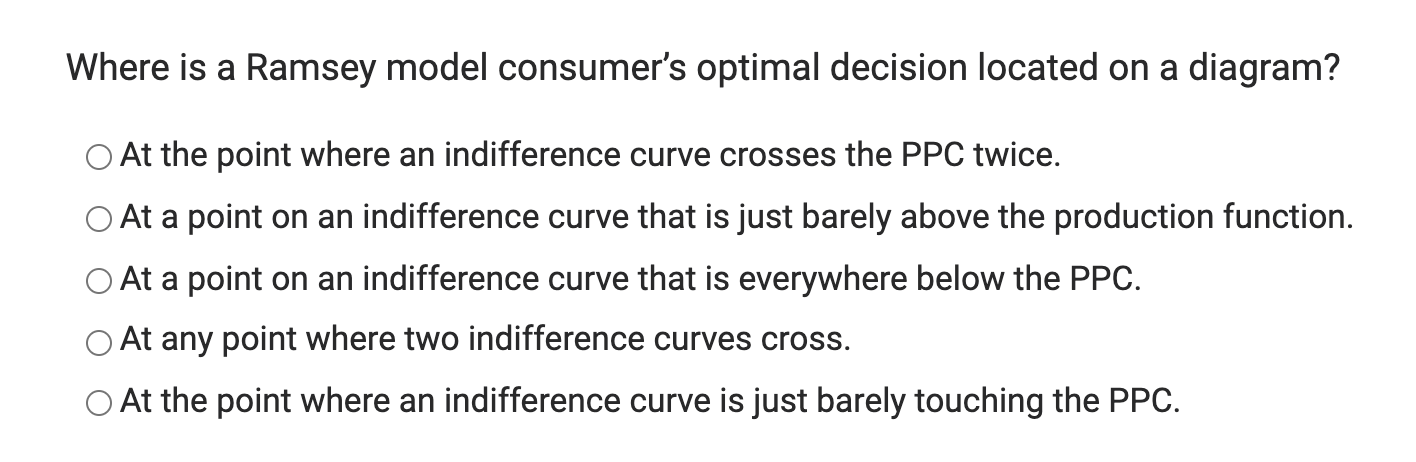 Where is a Ramsey model consumer's optimal