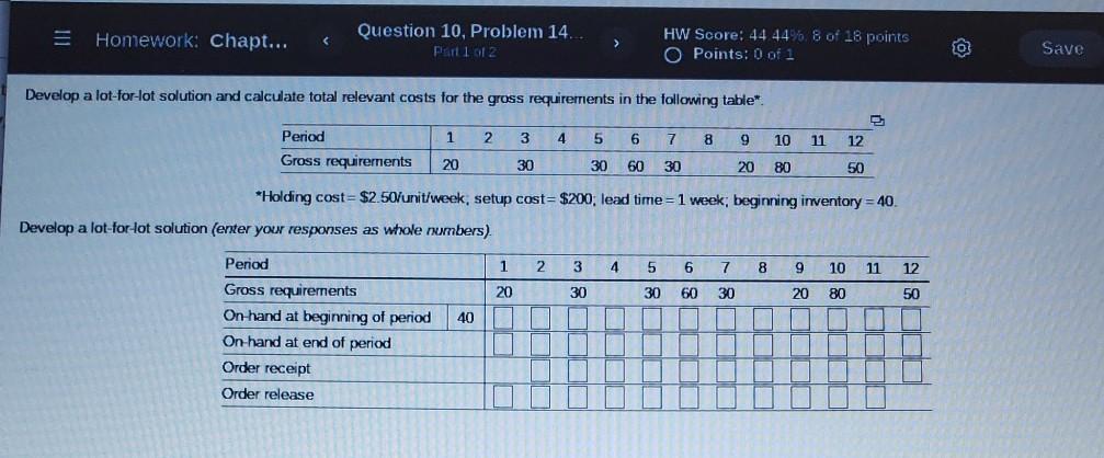 = Homework: Chapt... Question 10, Problem 14.