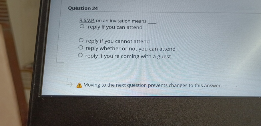 Question 2 4 R . S . V . P . on an invitation