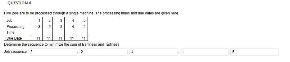 Please help to provide the correct job sequence