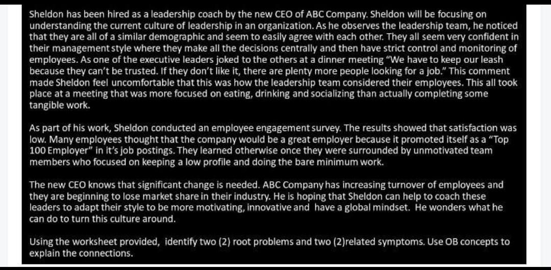 2 root problems and 2 related symptoms. OB
