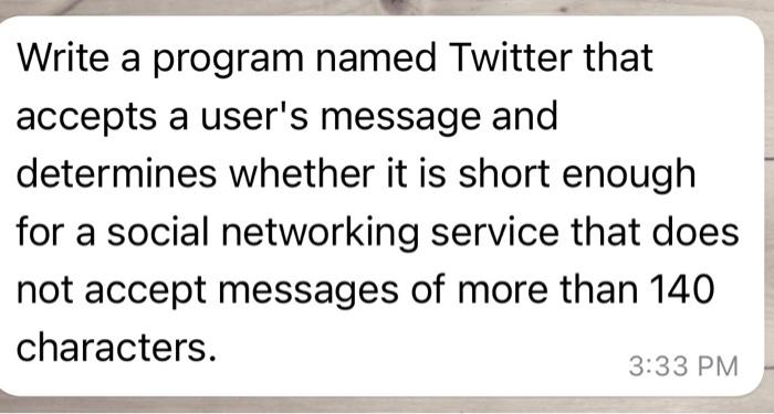 Write a program named Twitter that accepts a
