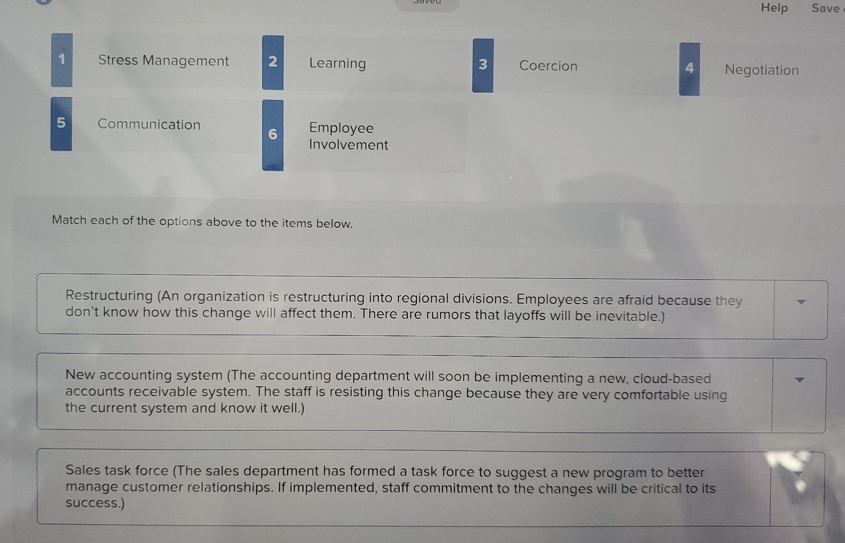 Help Save 1 Stress Management 2 Learning 3