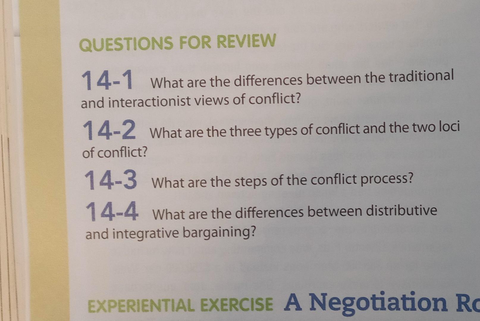 QUESTIONS FOR REVIEW 14-1 What are the
