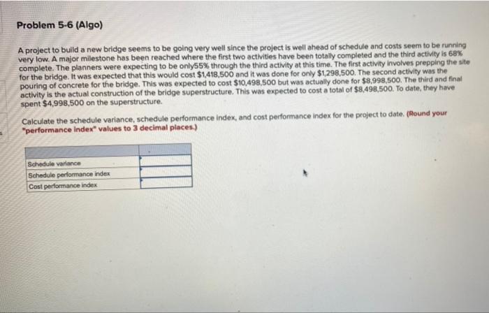 help please Problem 5-6 (Algo) A project to build