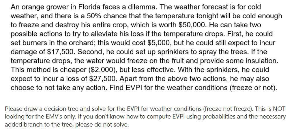 Please solve for the EVPI or don't solve at all.