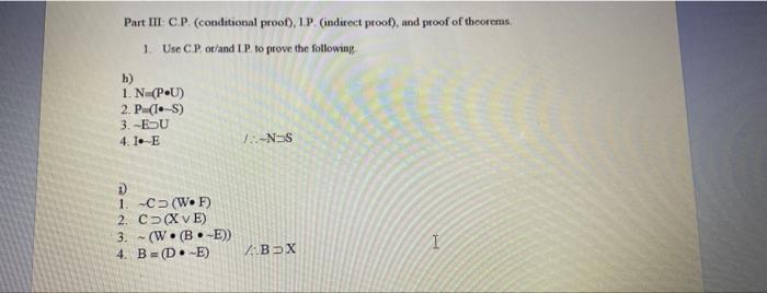 Part III CP (conditional proof), 1P. (indirect