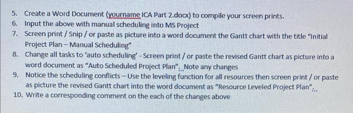 MS Project Activity- Intro, WBS/Gantt, auto