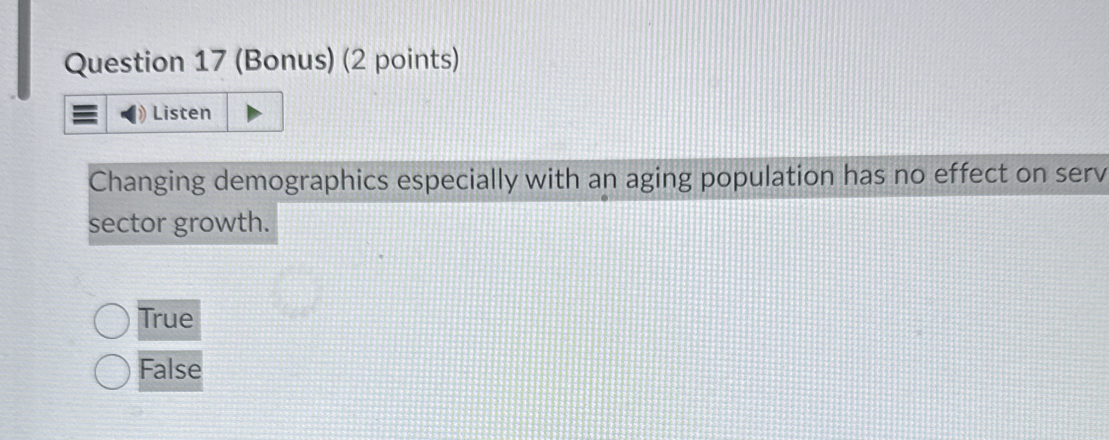 Question 1 7 ( Bonus ) ( 2 points ) Listen