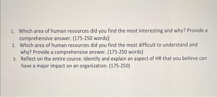 1. Which area of human resources did you find the