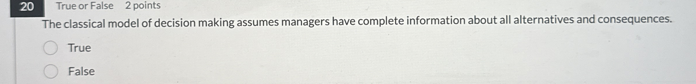 2 0 True or False 2 points The classical model of