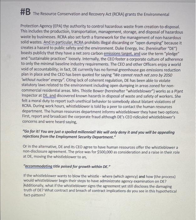 #B The Resource Conservation and Recovery Act