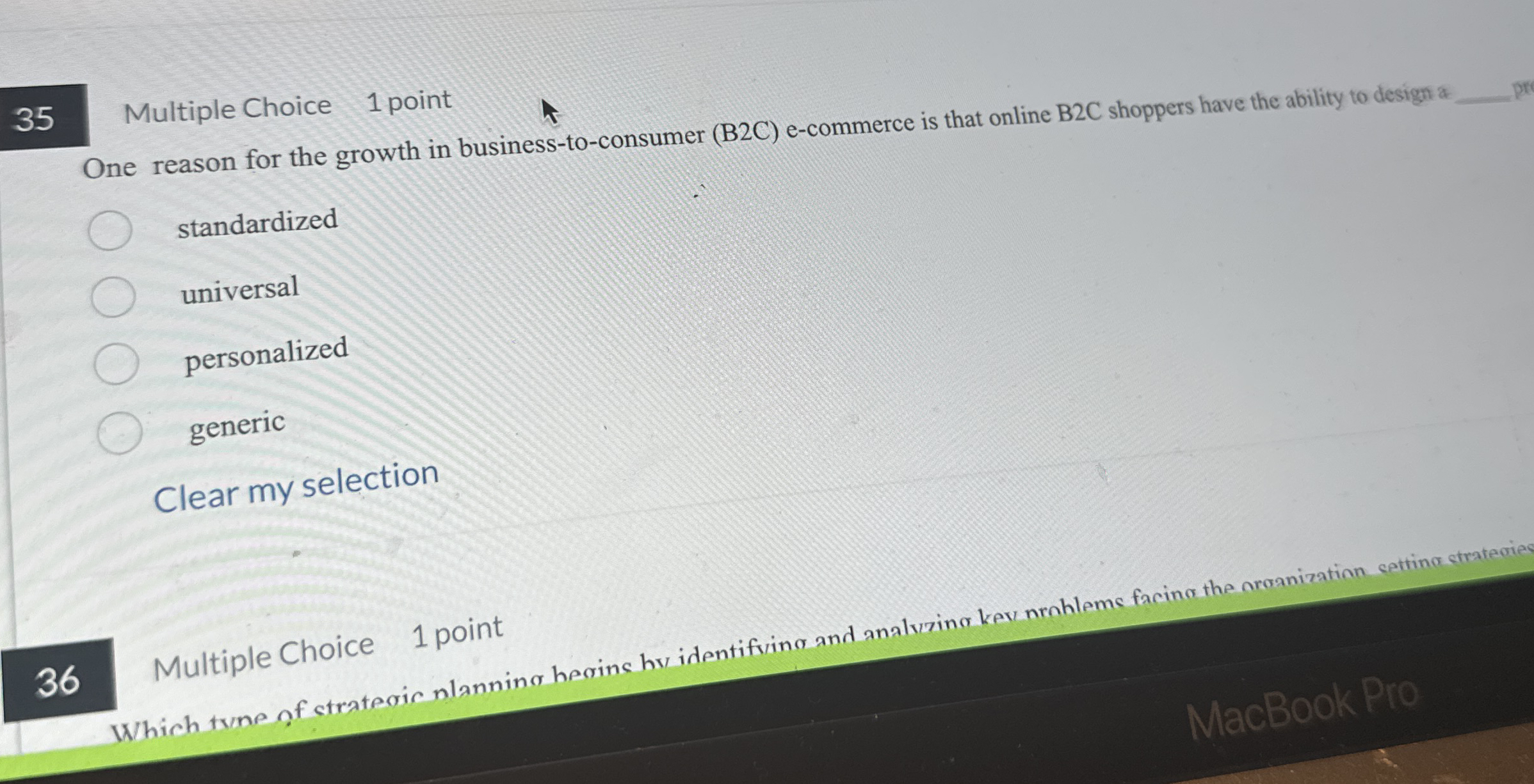 Multiple Choice 1 point One reason for the growth