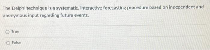 39 The Delphi technique is a systematic,