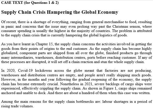 CASE TEXT (for Questions 1 & 2) Supply Chain