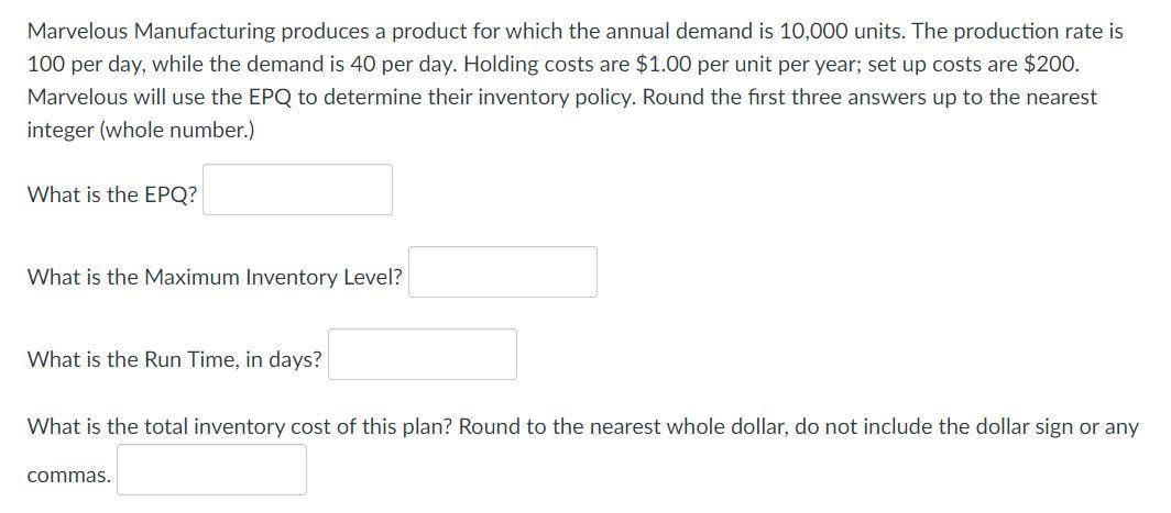 Marvelous Manufacturing produces a product for