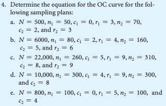 4. Determine the equation for the OC curve for
