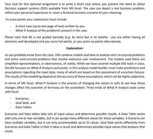 [URGENT] Your task for this optional assignment