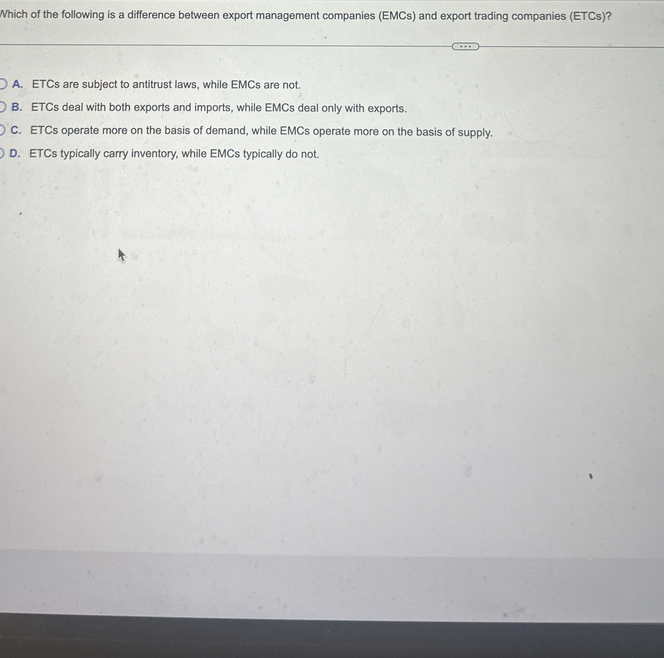 Which of the following is a difference between