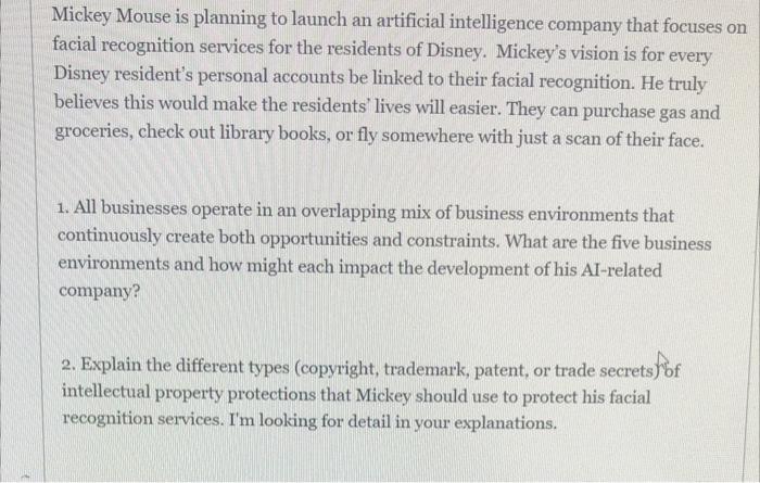 Mickey Mouse is planning to launch an artificial