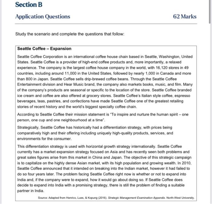 strategic management Section B Application